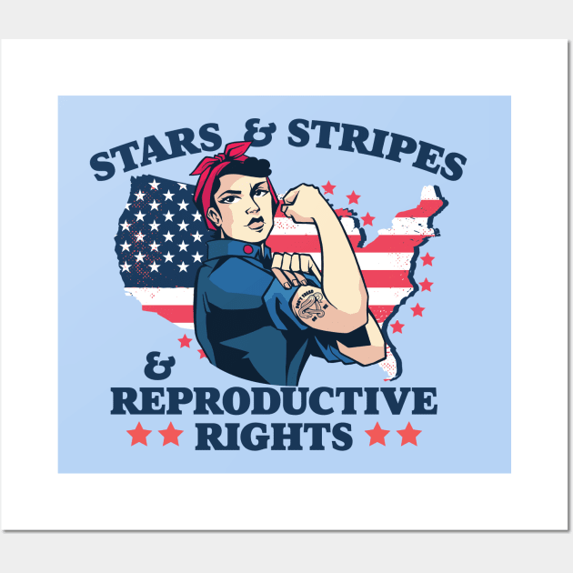 Stars and Stripes and Reproductive Rights // Patriotic American Rosie the Riveter Feminist Wall Art by SLAG_Creative